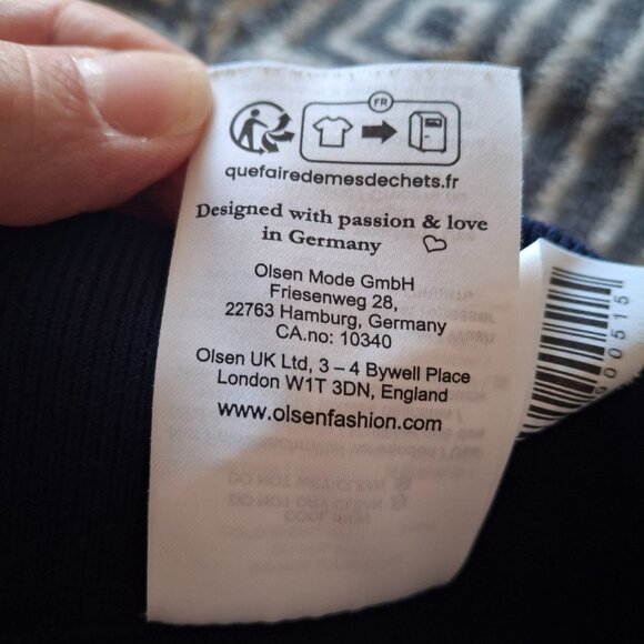 OLSEN pants LISA straight fit WITH DECORATIVE TAPE - navy SIZE M (10) - Picture 2 of 9